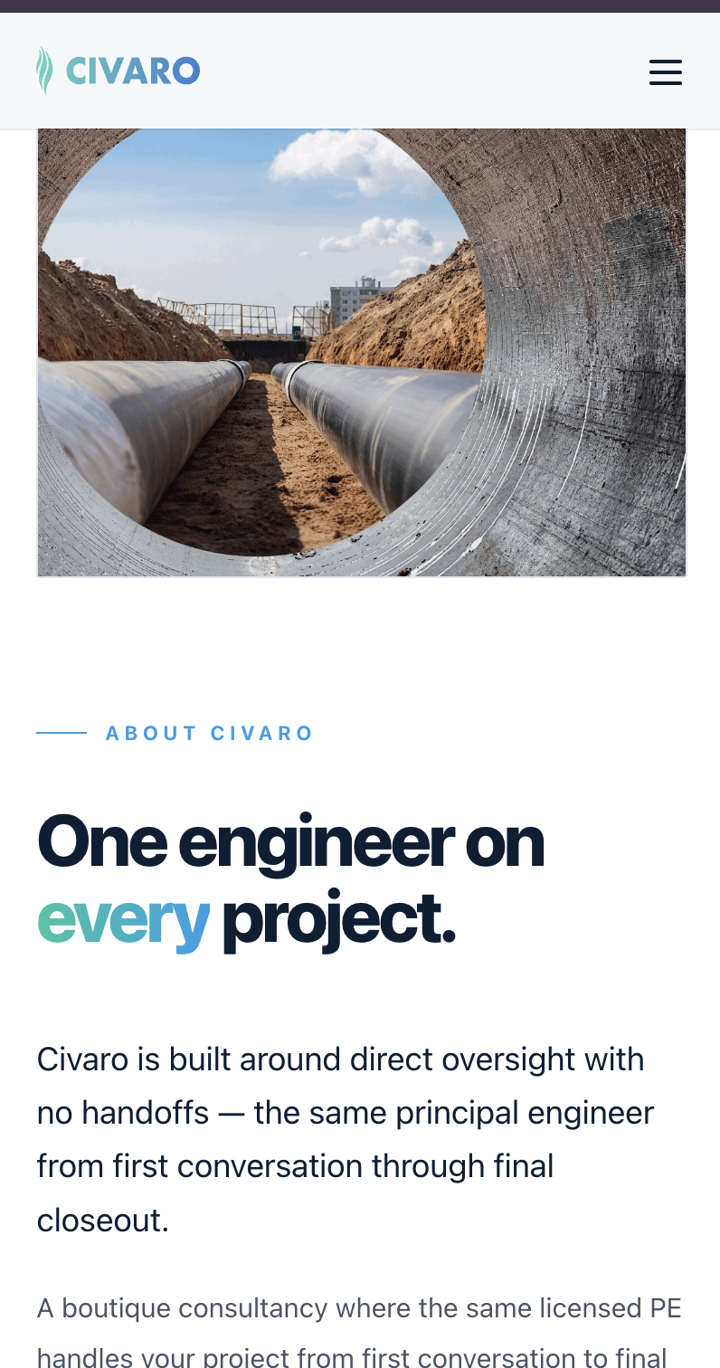 Civaro Civil Engineering on a phone