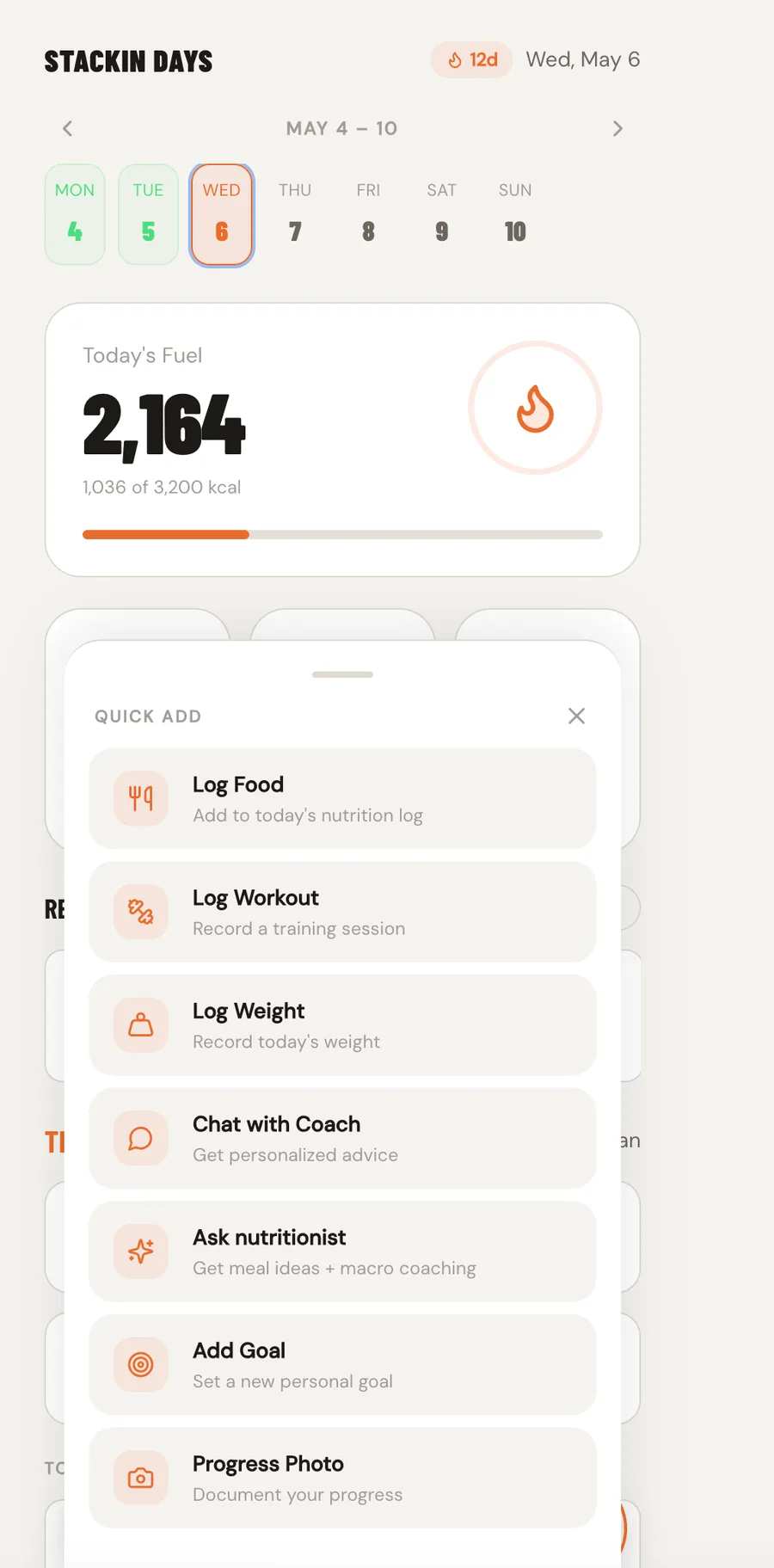 Stackin Days recovery screen